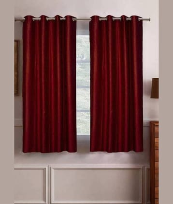 N2C Home Solid Semi-Transparent Eyelet Curtain 5 ft ( Pack of 2 ) - Maroon