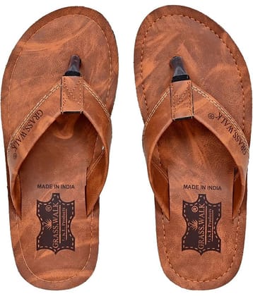 GRASS WALK - Tan Men's Thong Flip Flop