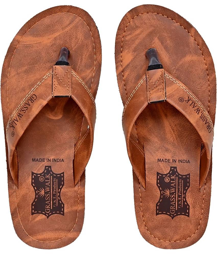 GRASS WALK - Tan Men's Thong Flip Flop