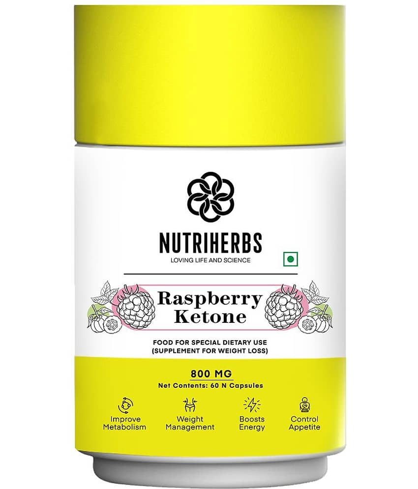 Nutriherbs Raspberry Ketones Garcinia Cambogia (60 Capsule) 800 mg Fat Burner Capsule Pack of 1