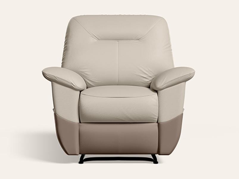 Nurest Manual 1 Seater Leatherette Recliner with USB Port (3-Years Warranty, Beige and Peanut)