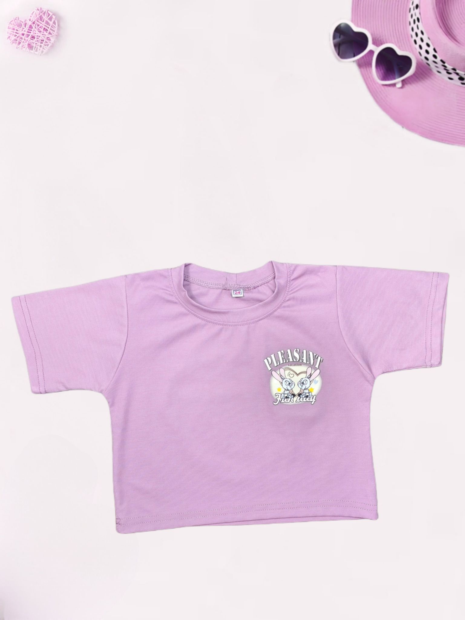 Girl's Oversize T-shirt With Back Print [GT-424](4-11Years)-4-5Y (Size - 24) / Ribbed