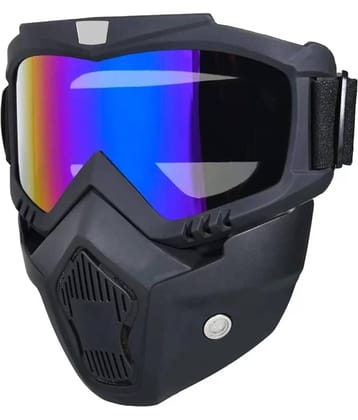 Reusable Goggle Mask Uv Protective Face & Eyewear Windproof Dirt Shield with Soft Foam Padded Detachable Mouth Filter For Biking & Cycling