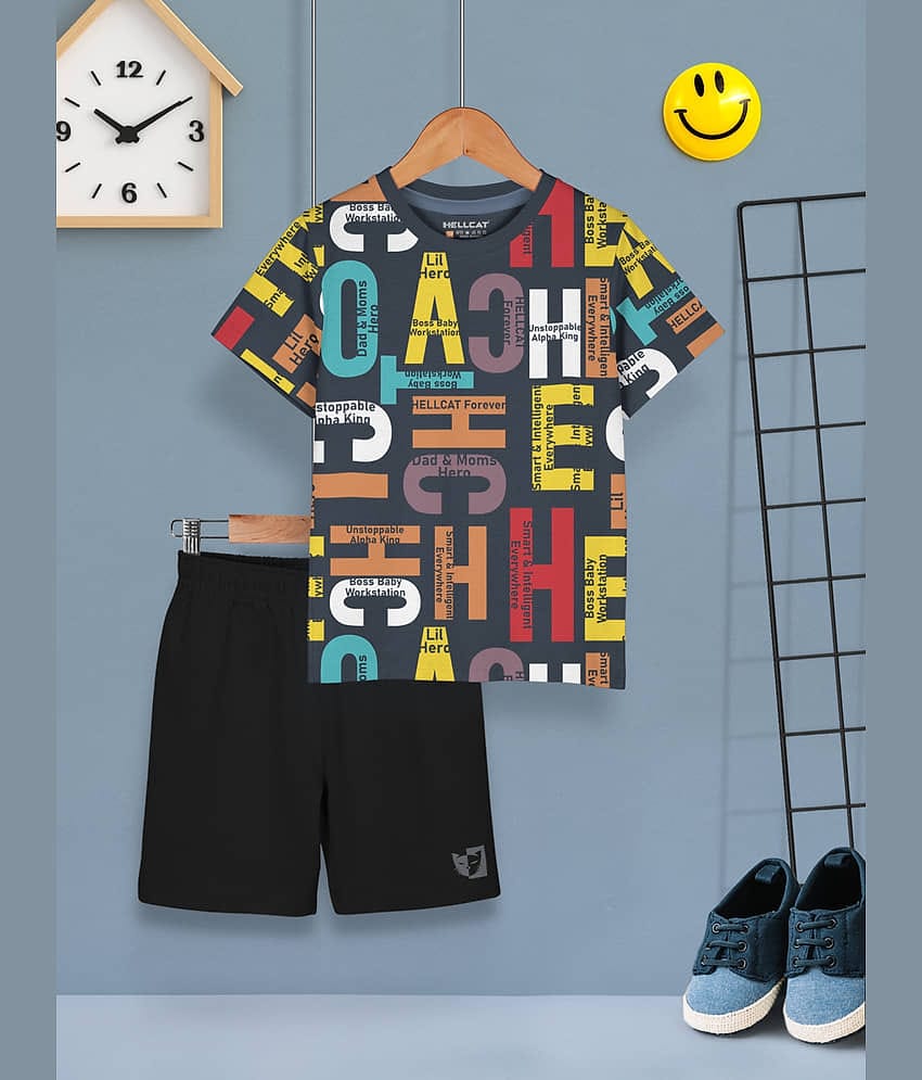 HELLCAT Pack of 1 Baby Boys Cotton Blend T-Shirt & Shorts ( Black )