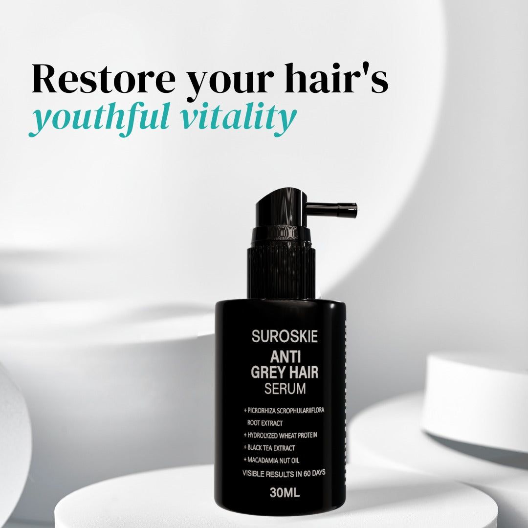 Suroskie Anti-Grey Hair Serum - Restore Natural Hair Color, Helps In Premature Greying, Strengthen & Reduce Frizz, For All Hair Types (30ML)-Single | ₹699