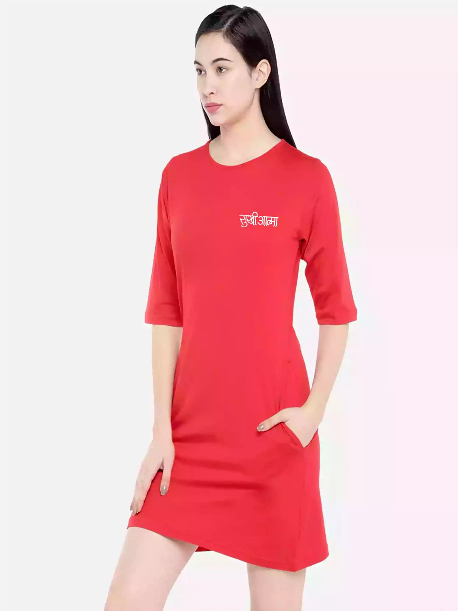 Sukhiaatma - Sukhiaatma Designer T-shirt Dress-S-34