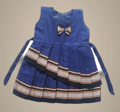 Mom And Me Blue Cotton Frock (3-6 Months) | Premium Elegant Design | Party & Wedding