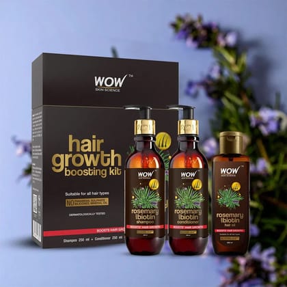 WOW Rosemary with Biotin Hair Care Kit - 3 Step Solution for Hair Fall