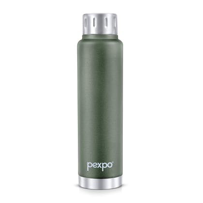 Pexpo 12 Hours Hot and Cold Thermosteel Insulated ISI Certified Flask (500ml, Military Green, Cameo)