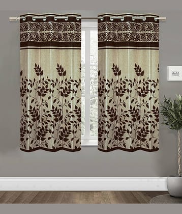 Home Candy Set of 2 Window Semi-Transparent Eyelet Polyester Brown Curtains ( 152 x 120 cm )