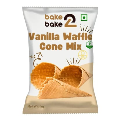 Vanilla Waffle Cone Premix - Bake2Bake by TheBakingTools (Eggless) (No C.O.D.)-Trial Pack [1 Kg]