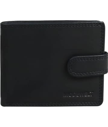 MODEWELT Black Leather Men's Two Fold Wallet ( Pack of 1 )