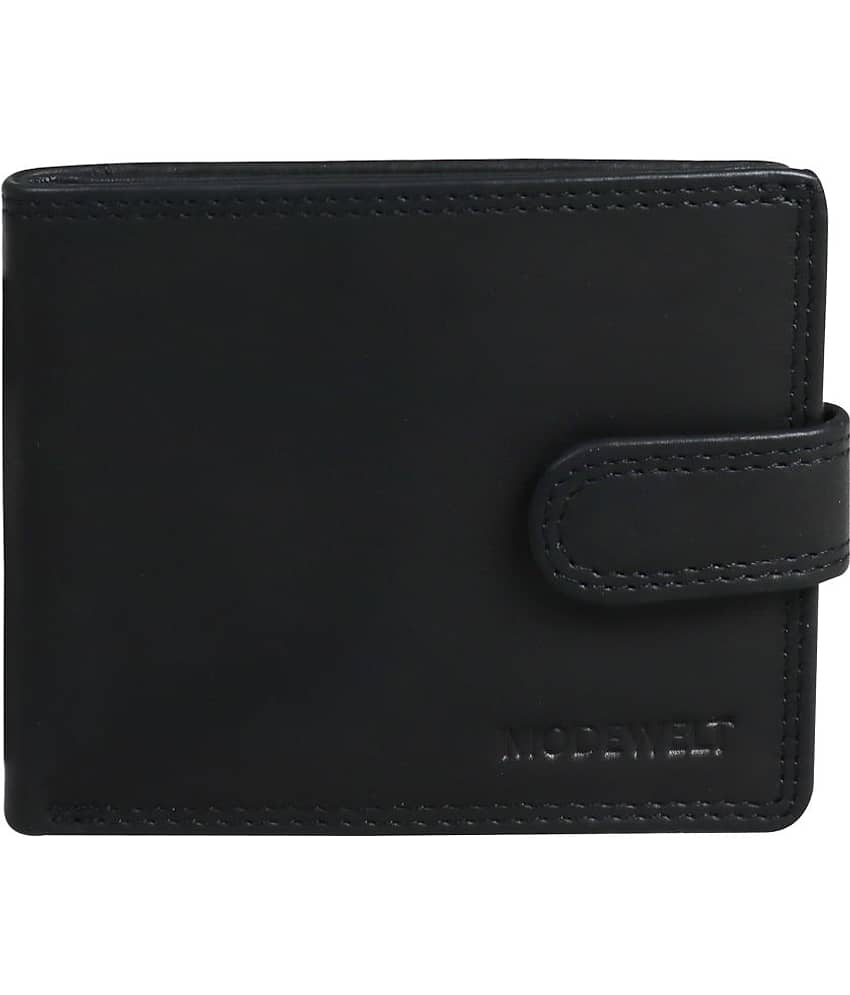 MODEWELT Black Leather Men's Two Fold Wallet ( Pack of 1 )