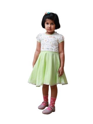 DE CHEVALERiE en Rouge - Roselyn Violet Frock - Lime Green  5- 6 Years