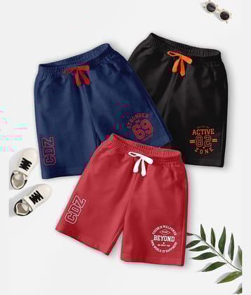 CODEZ Pack of 3 Cotton Blend Shorts For Boys ( Multicolor )