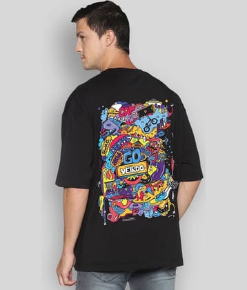 Veirdo Pack of 1 Cotton Oversized Fit Men's T-Shirt ( Black )