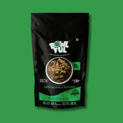 Bowlful Jain Masala Bhindi - 70g Net, Healthy Okra Masala, Jain Style