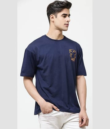Leotude Pack of 1 Cotton Blend Oversized Fit Men's T-Shirt ( Navy )
