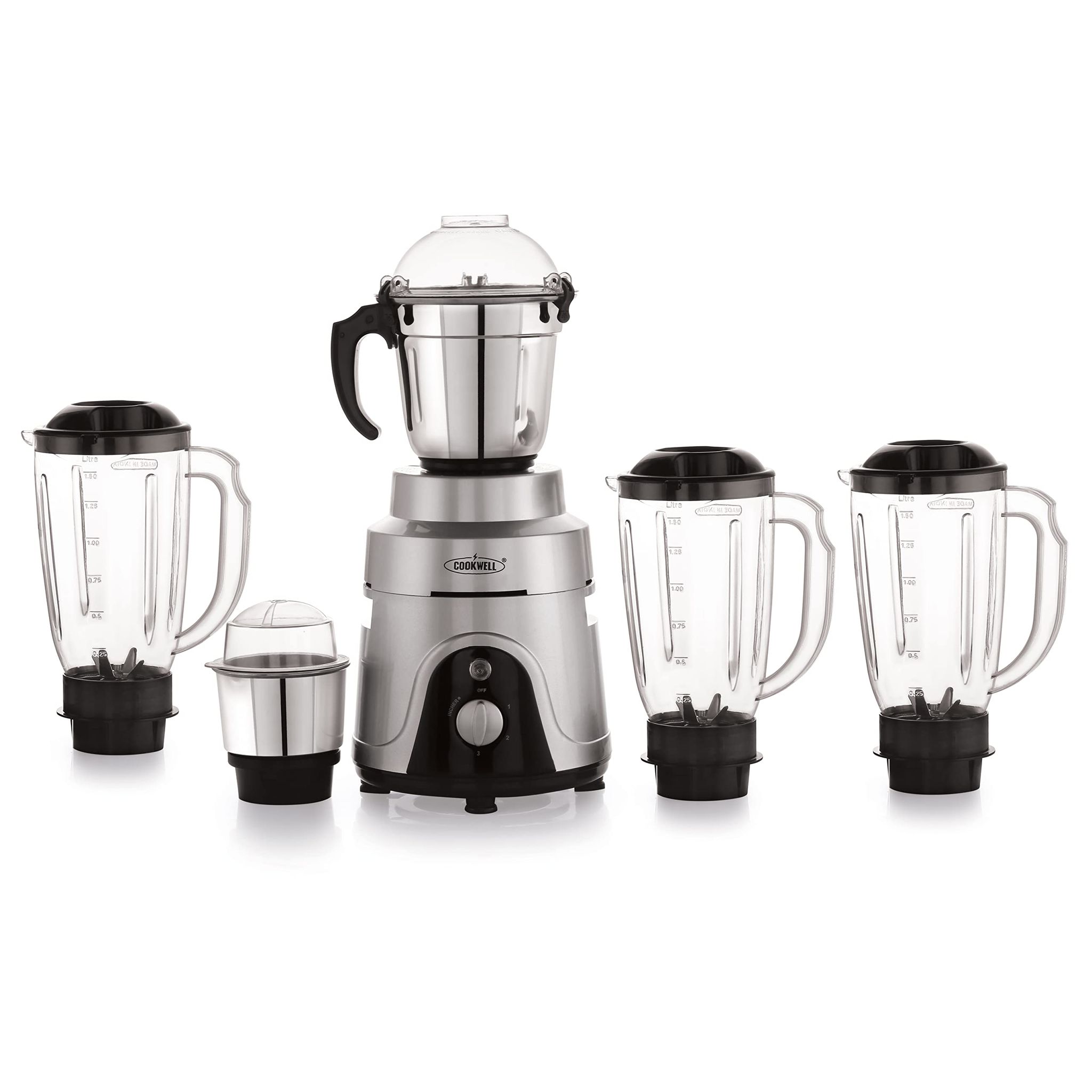 COOKWELL Acrylonitrile Butadiene Styrene Commercial Mixer Grinder 1200 W For Cafe, Restaurants, Hotels, Canteens (5 Jar), Silver COOKWELL Acrylonitrile Butadiene Styrene Commercial Mixer Grinder 1200 W For Cafe, Restaurants, Hotels, Canteens (5 Jar), Sil