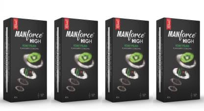 MANFORCE High Kiwi Paan Flavoured Lubricated Condoms | Ultra Thin |10 Sheets x Pack of 4 Condom  (Set of 4 40 Sheets)