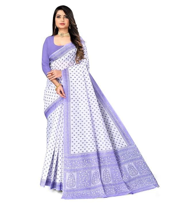 Pure Cotton Printed Mulmul Saree for Women without Blouse Piece