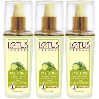Lotus Herbals Basiltone Clarifying  Balancing Skin Toner  With Cucumber  Basil   100Ml  (Pack Of 3)