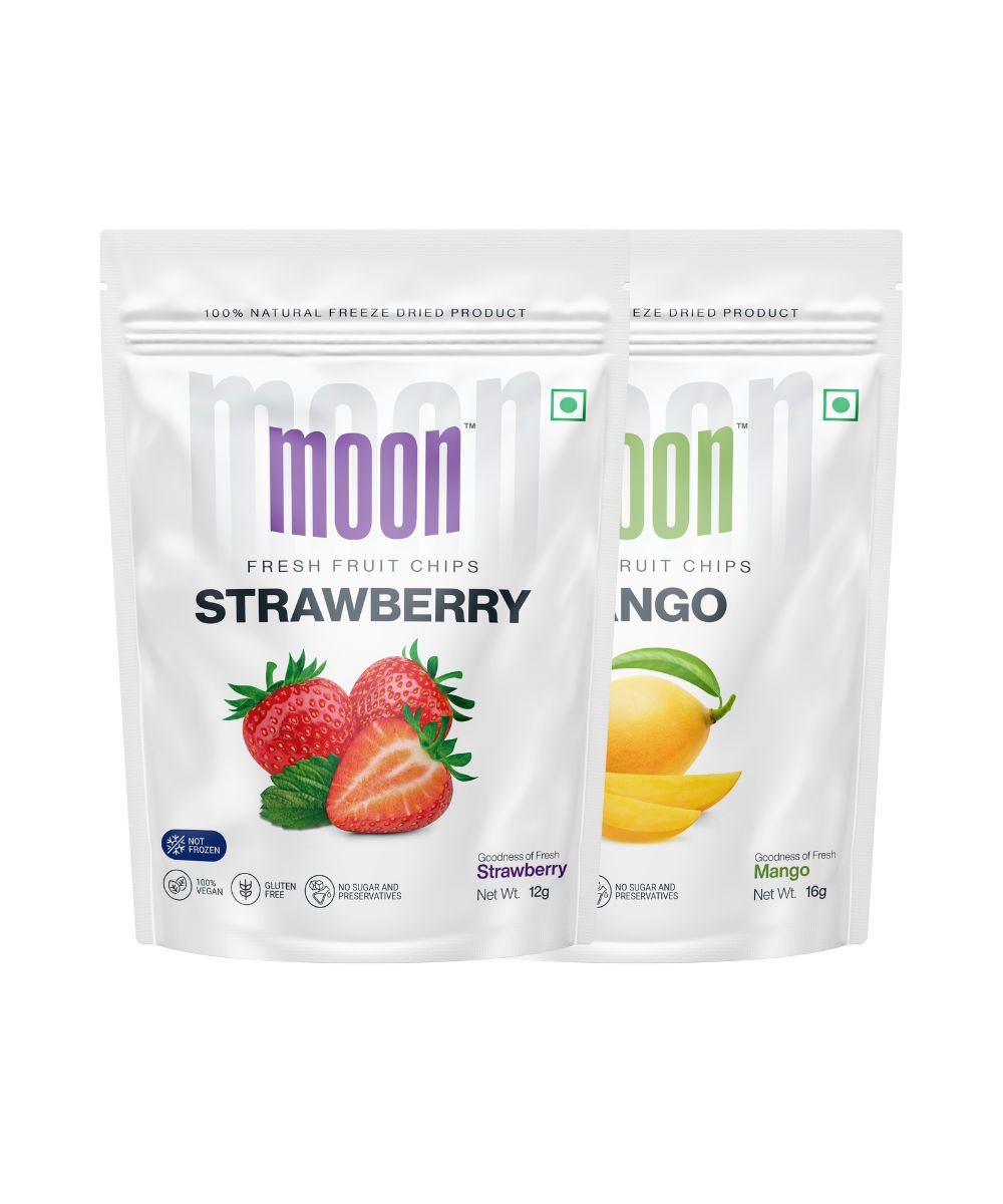 Moon Freeze Dried Strawberry Chips and Mango Combo, 28 gm