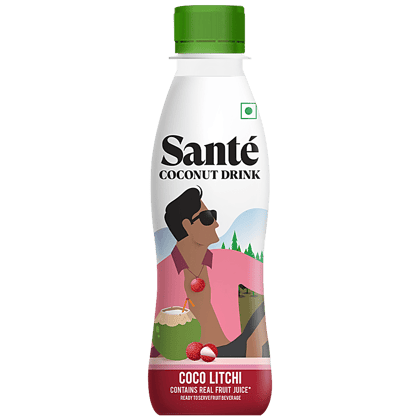 Sante Coconut Drink - Real Fruit Juice, Ready To Serve Beverage, Coco Litchi, 200 Ml
