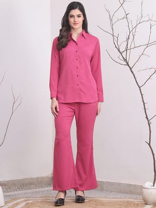 Pink Self-Design Co-Ord Set for Women | S-3XL | Claura-S