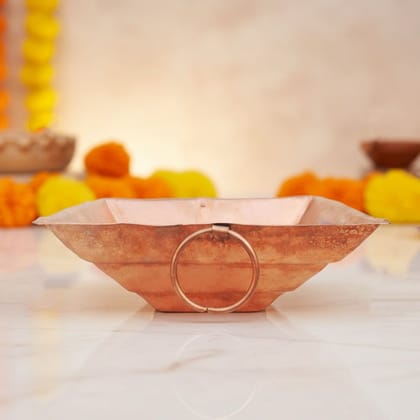 Copper Hawan Kund | Heavy Quality Havan Kund for Puja, Length : 12 Inch (ZMAS294 L)