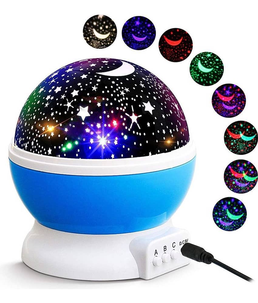 Geeta times Star Master Rotating 360 Degree Moon Night Light Lamp Projector With Colors And Usb Cable,Lamp For Kids Room Night Bulb (Multi Color,Pack Of 1, Random,Crystal)