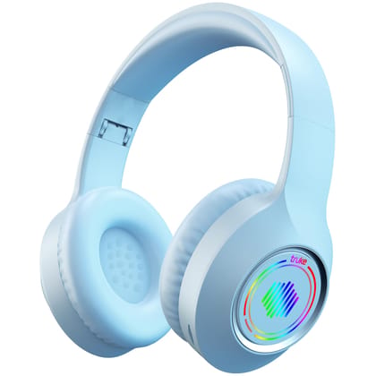 truke Newly Launched BTG 500 Over The Ear Gaming Headphone with 40mm Drivers, 10H of Playtime, Dual Pairing, Gaming Mode (50ms Latency) with RGB LEDs, TF Card with Volume Control, BT 5.4 (Sky Blue) truke Newly Launched BTG 500 Over The Ear Gaming Headpho