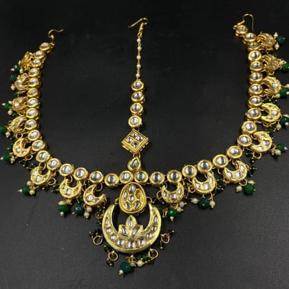 ZEVAR I Kundan-Studded & Pearl Beaded Bridal Matha Patti