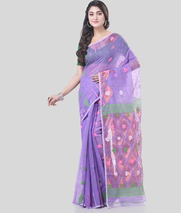 Desh Bidesh Cotton Self Design Saree Without Blouse Piece ( Lavender )