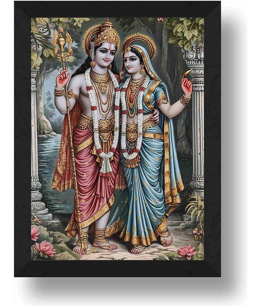 Saf - Lord Sita & Ram ji Religious wall hanging Painting with Frame (1U)
