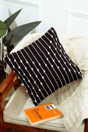 Monochrome Cushion Cover - Handloom Made (Set of 2)-Set of 2 / 40 x 40