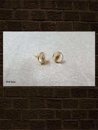 Crystal quartz checker....semi precious stone sterling silver studs