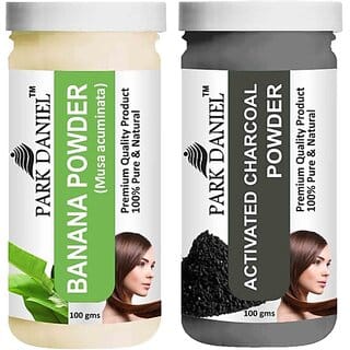PARK DANIEL Pure & Natural Banana Powder & Activated Charcoal Powder Combo Pack of 2 Bottles of 100 gm (200 gm ) (200 ml)
