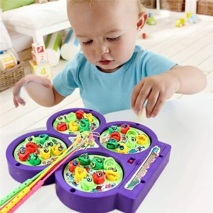 Braintastic Smart Fishing Magnetic Fish Catching Tabletop Game, 32 Pieces, 4 Rotating Ponds with Music, Ages 5+