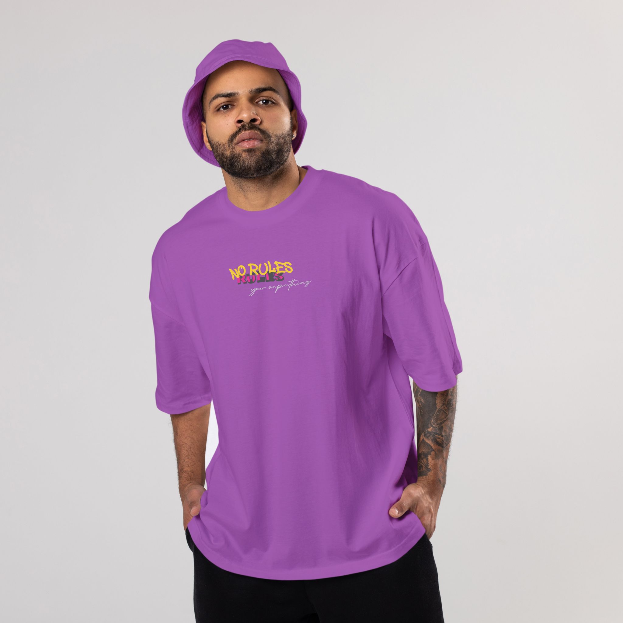 Colorful NO-RULES Oversized T-Shirts: Lavender: Soothing Pastel Delight-S / Cotton / Lavender