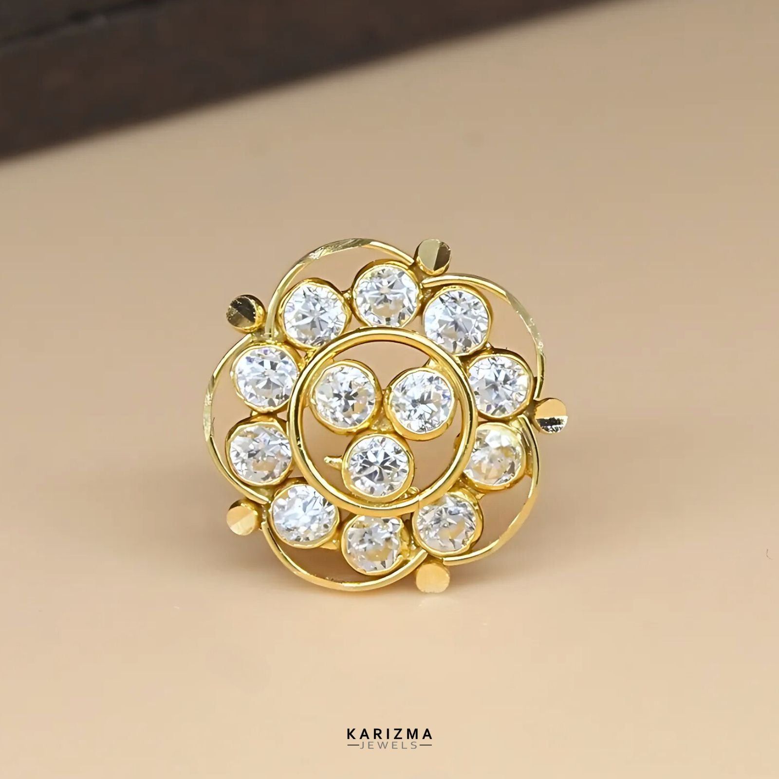 Medusa 18K Real Gold Indian Women White CZ Nose stud nose ring Push Pin