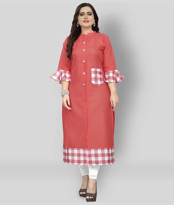 Lerkiza - Pink Cotton Women's Straight Kurti ( Pack of 1 )