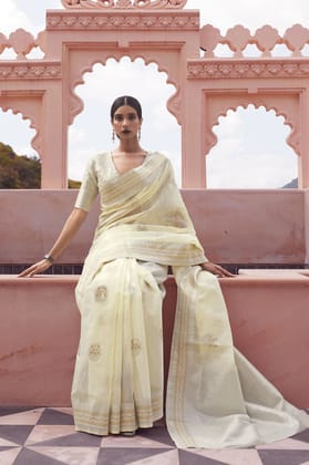 Beige Soft Linen Weaving Saree