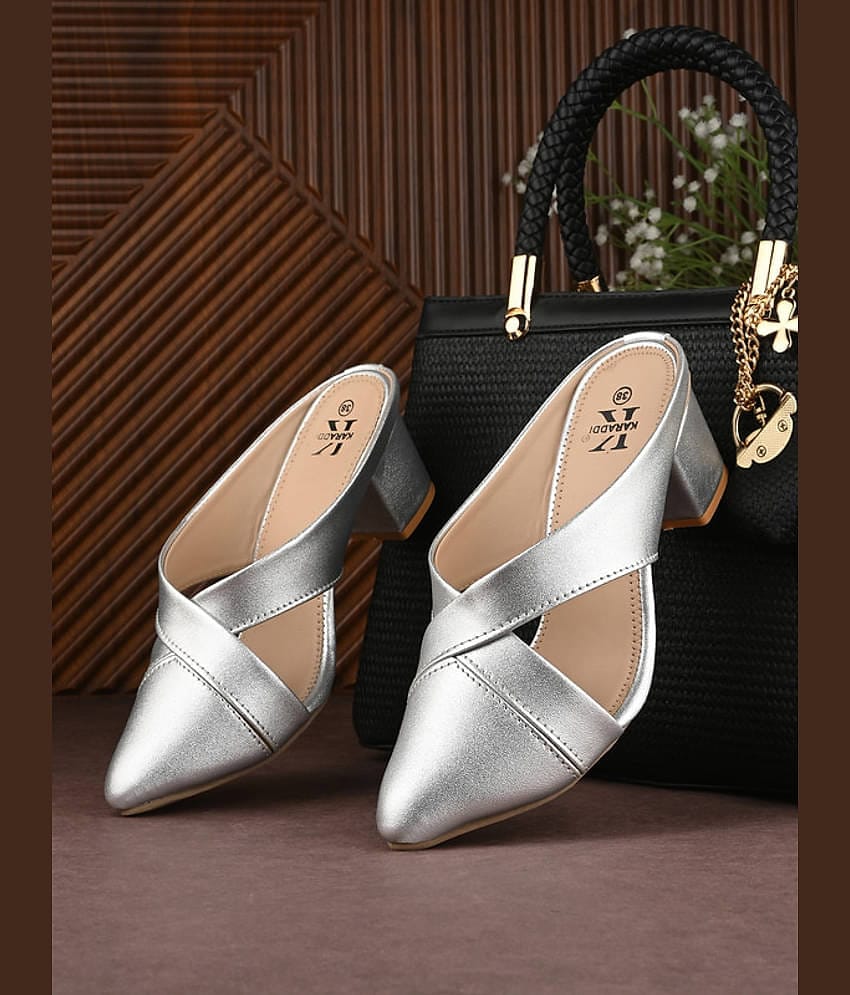 KARADDI Silver Women's Mules
