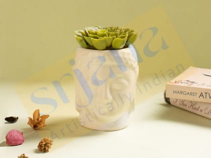 Srjana Handcrafted Buddha Shaped Ceramic Planter 1pc Srjana Handcrafted Buddha Shaped Ceramic Planter 1pc