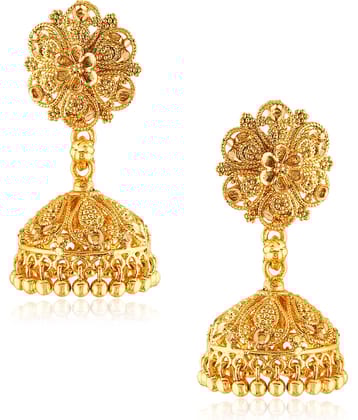 Vighnaharta - Golden Jhumki Earrings ( Pack of 1 )