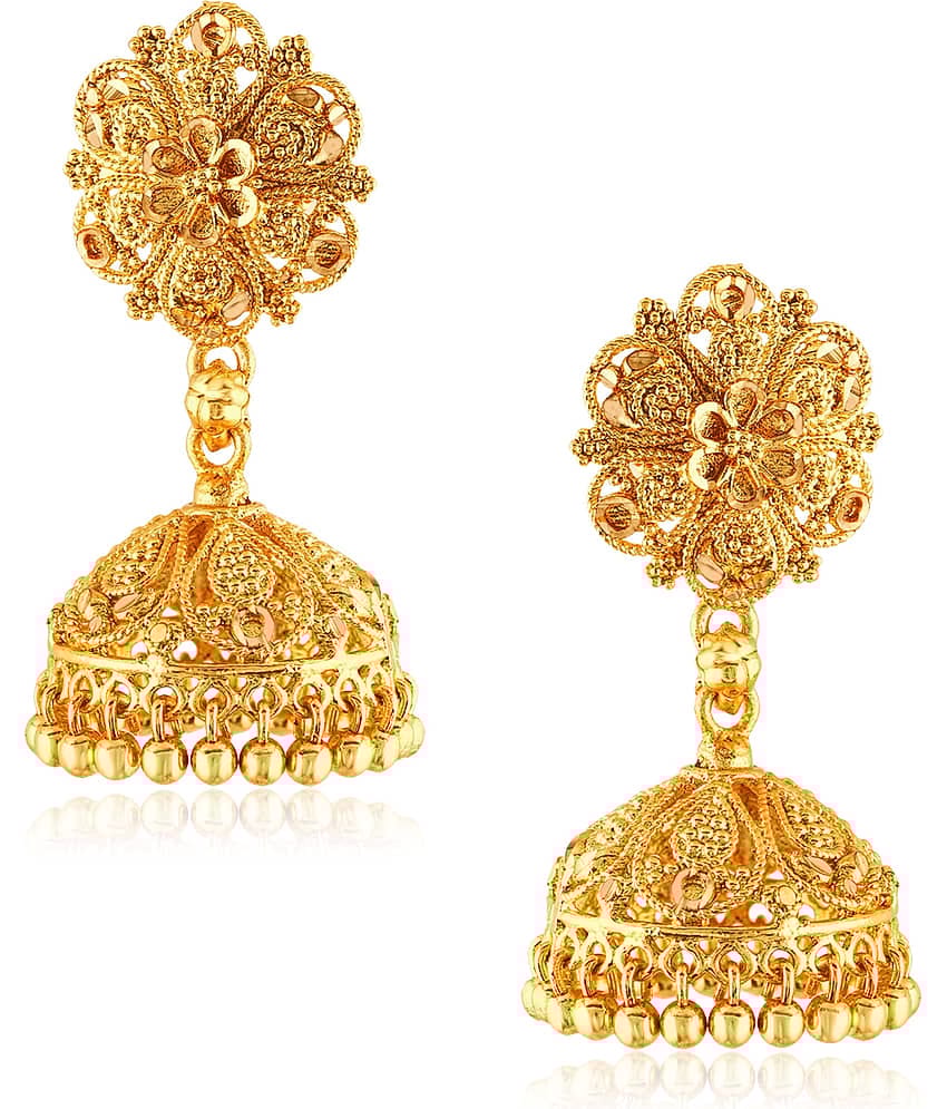 Vighnaharta - Golden Jhumki Earrings ( Pack of 1 )