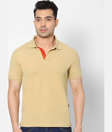 HJ HASASI Pack of 1 Cotton Blend Slim Fit Solid Half Sleeves Men's Polo T Shirt ( Beige )