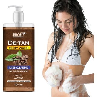 Broer Detan Body Wash - Coffee Infused Energizing, Exfoliating, Refreshing Shower Gel (400 ml)
