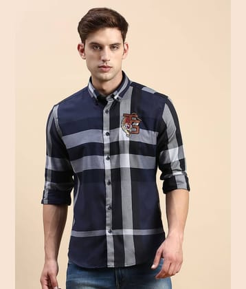 Showoff Cotton Blend Regular Fit Checks Full Sleeves Men's Casual Shirt - Navy Blue ( Pack of 1 )